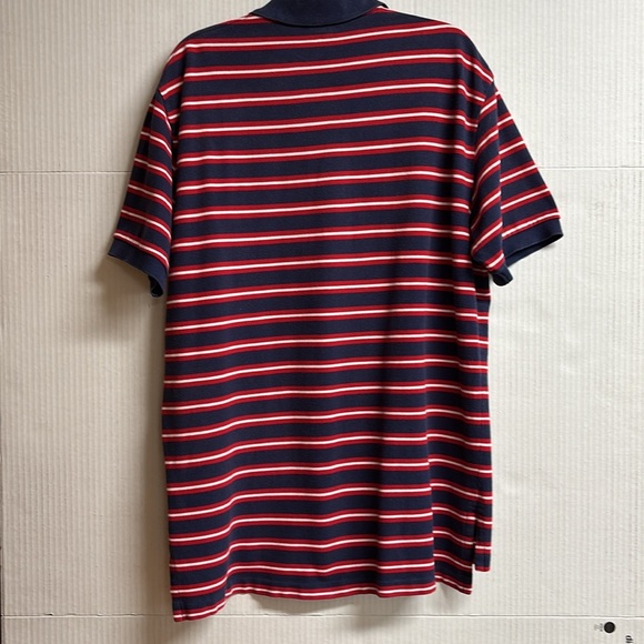 Polo by Ralph Lauren Men's 2 Button Shirt Red White & Navy Stripes Size Large - Picture 7 of 13